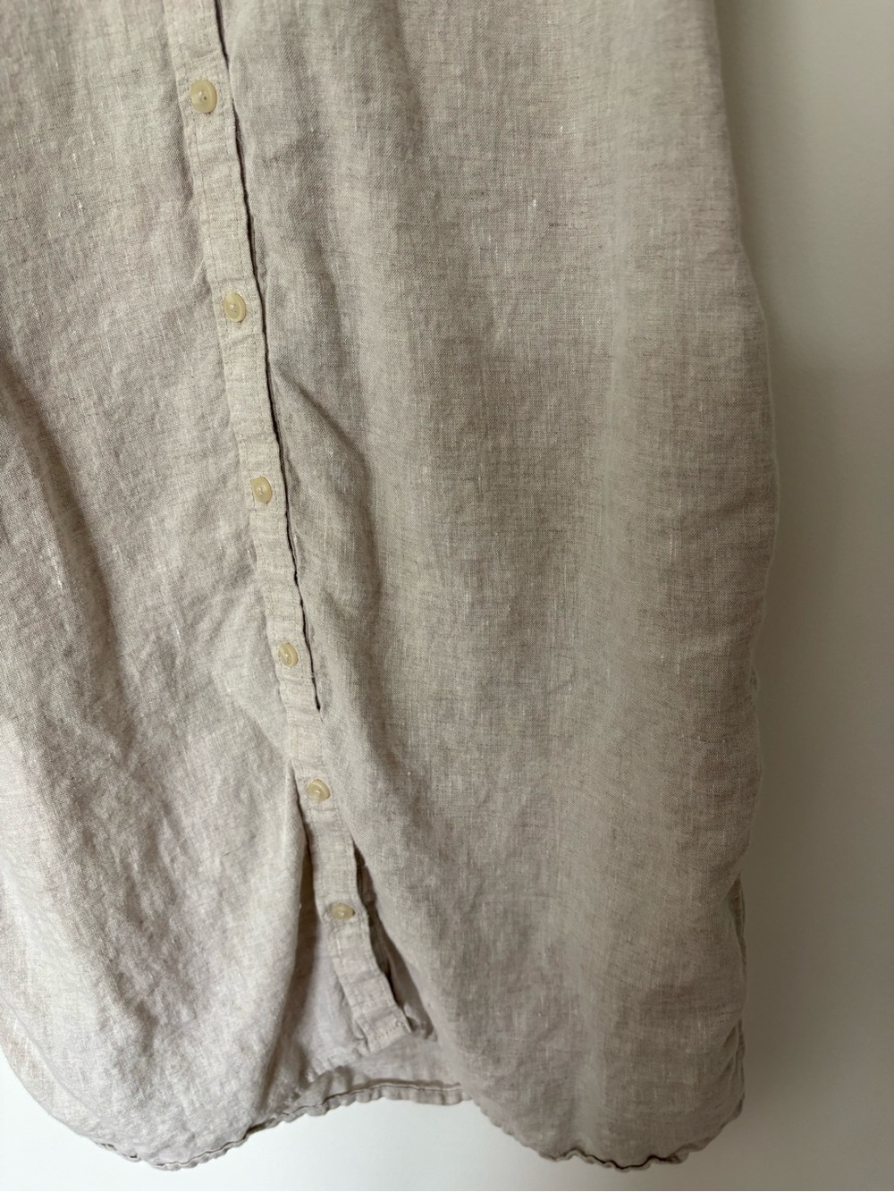 J.Crew Beige Linen Button-Down Shirt dress size medium - Picture 5 of 7